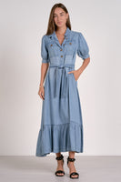 Elan I've Got the Blues Denim Maxi Dress