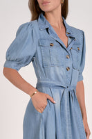 Elan I've Got the Blues Denim Maxi Dress