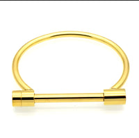 Stainless Steel and Gold Plated Solid Bar Bracelet