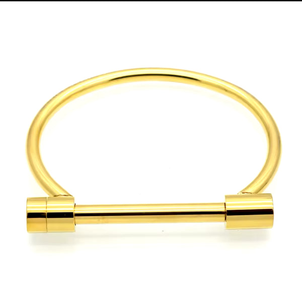 Stainless Steel and Gold Plated Solid Bar Bracelet