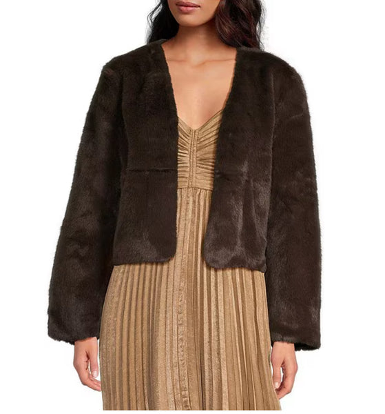 Plaza Faux Fur Chocolate Brown Jacket