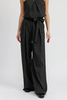 Jovie Black Tie Waist Trouser with Pleats