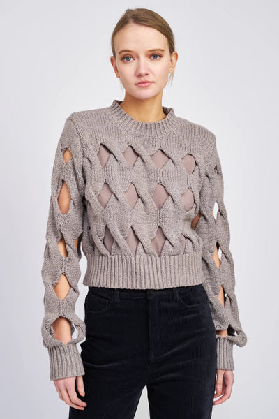 Blythe Cable Knit Sweater Crop Top