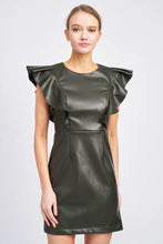 Carly Faux Leather Ruffled Bodycon Mini Dress