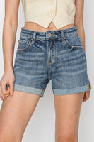 Risen Dark Wash Cuffed Shorts 6167