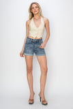 Risen Dark Wash Cuffed Shorts 6167