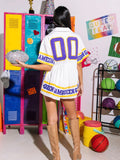 Queen of Sparkles Purple and Yellow Gameday Queen Romper