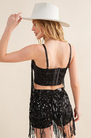 Sequin Bustier Cami Top and Shorts Set