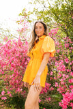 Final Sale Queen of Sparkles Neon Orange Sequin Sleeve Romper