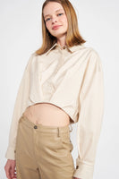 Janice Cropped Button Up Top