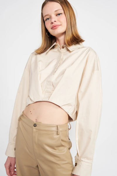 Janice Cropped Button Up Top
